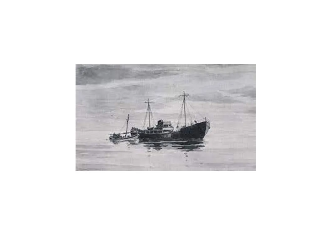 Gibraltar's Secret Flotilla: Their mission - covert operations in southern France and north Africa - HMS Tarana. From a painting by an unknown artist. Photograph taken by Sir Brooks Richards